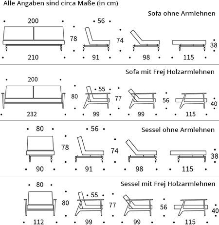 OLDSCHOOL Schlafsofa von Innovation Maße