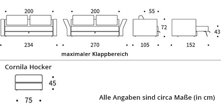 OSVALD Schlafsofa von Innovation Maße