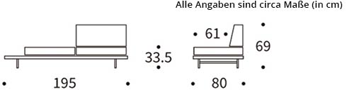 PURI Schlafliege, Daybed mit Holztisch von Innovation Maße