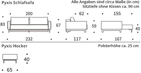 PYXIS DELUXE EXCESS LOUNGER Schlafsofa von Innovation Maße