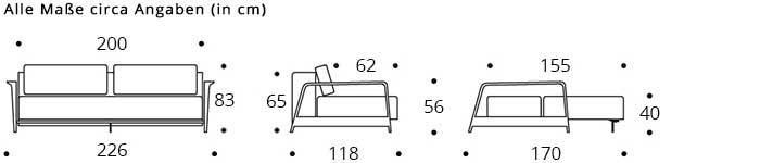 RAN DELUXE Schlafsofa von Innovation Maße