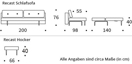 RECAST Schlafsofa von Innovation Maße