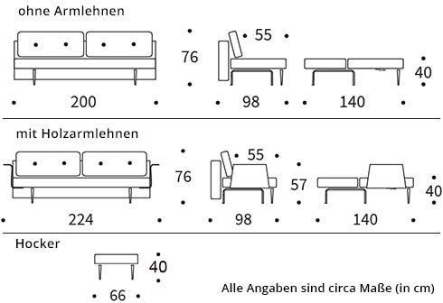 RECAST Schlafsofa von Innovation Maße