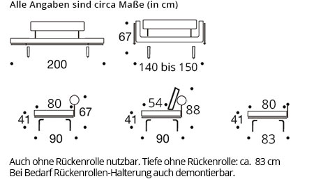 ROLLO Schlafsofa von Innovation Maße