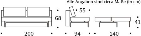 SLY Schlafsofa mit Bettkasten von Innovation Maße