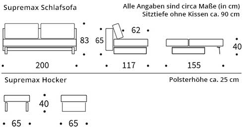 SUPREMAX DELUXE EXCESS Schlafsofa von Innovation Maße