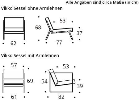 VIKKO Stuhl von Innovation mit oder ohne Armlehnen Maße