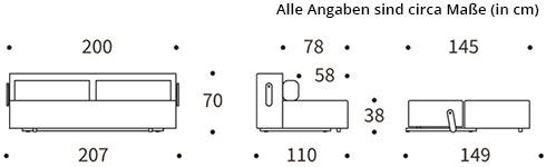 YONATA Lounge Schlafsofa von Innovation Maße