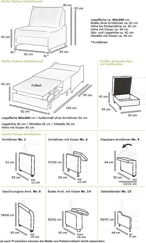 Schlafsessel BERLIN DELUXE von sofaplus Maße