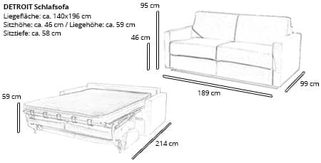 DETROIT Schlafsofa von sofaplus Maße