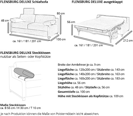 Schlafsofa FLENSBURG DELUXE von sofaplus Maße