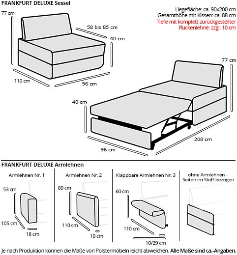 Schlafsessel FRANKFURT DELUXE Maße