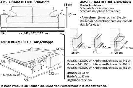 Schlafsofa AMSTERDAM DELUXE von sofaplus Maße