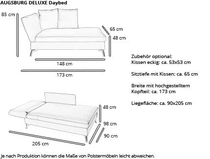 Schlafsofa AUGSBURG DELUXE von sofaplus Maße