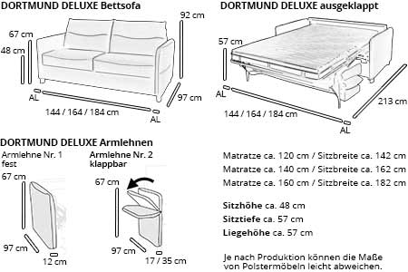 Schlafsofa DORTMUND DELUXE Maße
