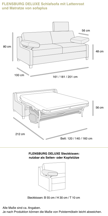 Schlafsofa FLENSBURG DELUXE von sofaplus Maße