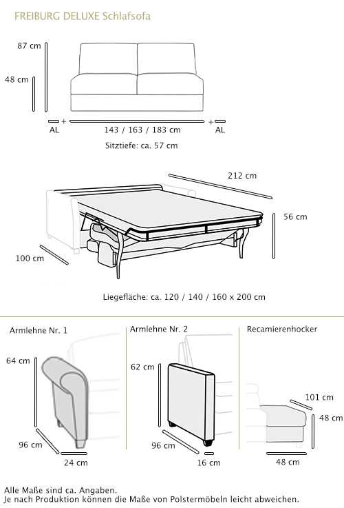 Schlafsofa FREIBURG DELUXE von sofaplus Maße