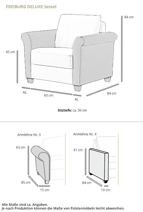 Schlafsofa FREIBURG DELUXE von sofaplus Maße