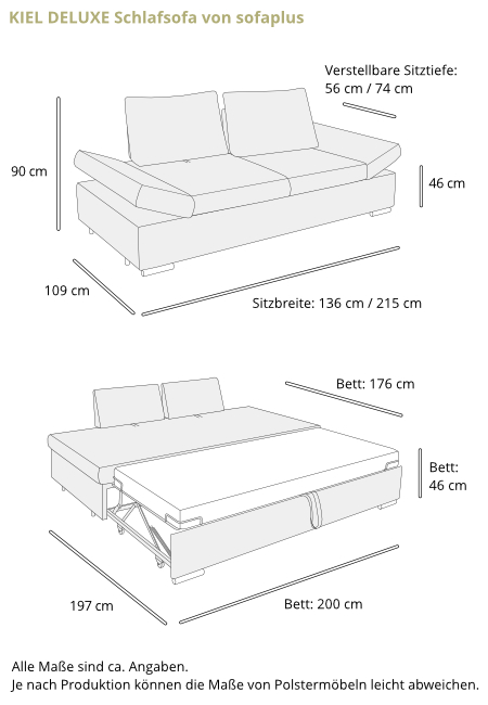 Schlafsofa KIEL DELUXE von sofaplus Maße