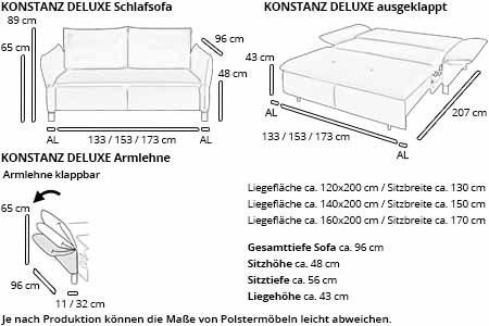 Schlafsofa KONSTANZ DELUXE von sofaplus Maße