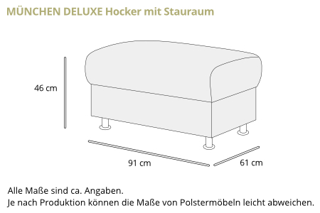 MÜNCHEN DELUXE Hockerbank von sofaplus Maße