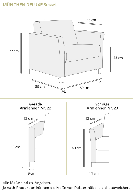 MÜNCHEN DELUXE Sessel von sofaplus Maße