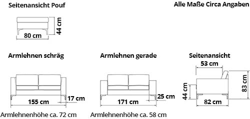 TRELLEBORG 2-Sitzer Designer Sofa von sofaplus Maße