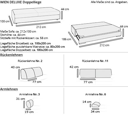 Schlafsofa WIEN DELUXE Maße