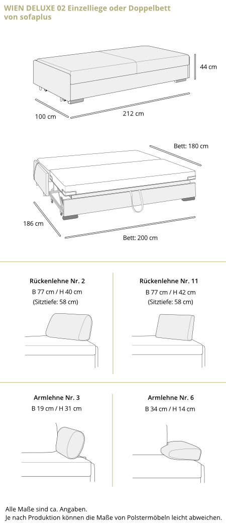 Schlafsofa WIEN DELUXE Maße