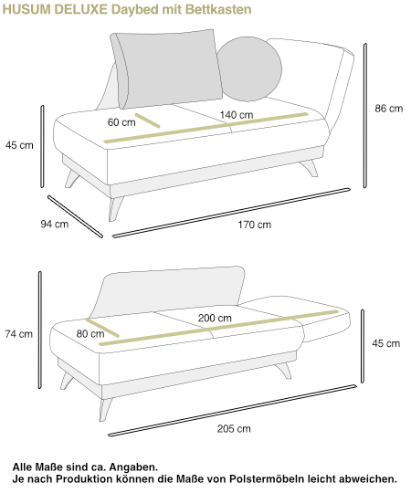 Daybed HUSUM DELUXE von sofaplus Maße