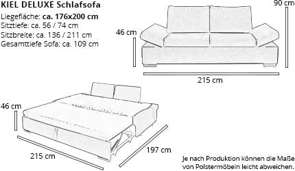 Schlafsofa KIEL DELUXE von sofaplus Maße