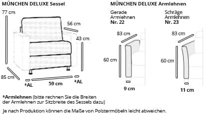 MÜNCHEN DELUXE Sessel von sofaplus Maße