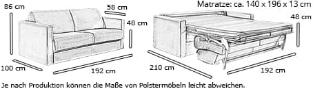 Schlafsofa NEW JERSEY von sofaplus Maße