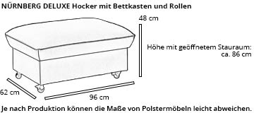 Hocker mit Stauraum NÜRNBERG DELUXE von sofaplus Maße