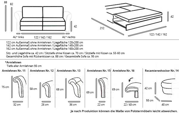 Schlafsofa SYLT DELUXE von sofaplus Maße