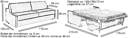 Schlafsofa VIRGINIA von sofaplus Maße