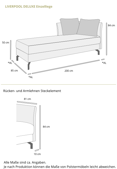Schlafsofa LIVERPOOL DELUXE von sofaplus Maße