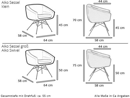 Dining Sessel AIKO / AIKO SWIVEL von Softline Maße