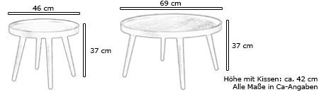 Hocker / Beistelltisch ALMA von Softline Maße