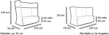 Sofa BASKET von Softline Maße