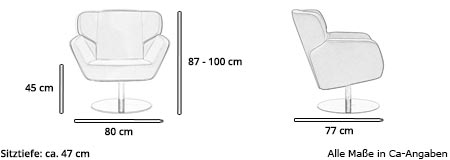 Ohrensessel COSY von Softline Maße