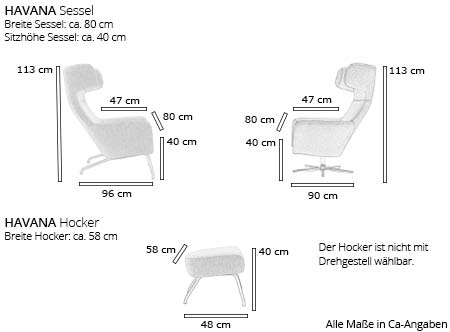 Softline HAVANA Ohrensessel Maße