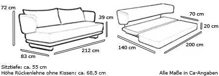 JASPER Schlafsofa von Softline Maße