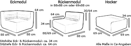 LOFT Modulsofa von Softline Maße