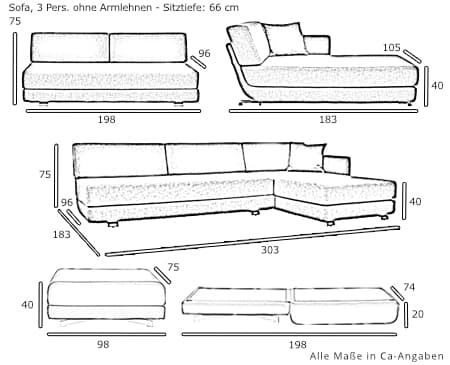 Schlafsofa LOUNGE PLUS von Softline Maße