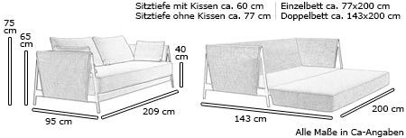 Schlafsofa MADISON von Softline Maße