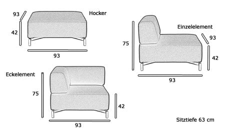 Modulsofa PLANET von Softline Maße