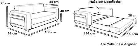 Schlafsofa SILVER von Softline Maße