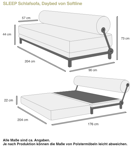 Schlafsofa / Daybed SLEEP von Softline Maße