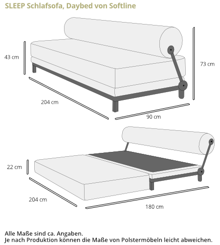 Schlafsofa / Daybed SLEEP von Softline Maße